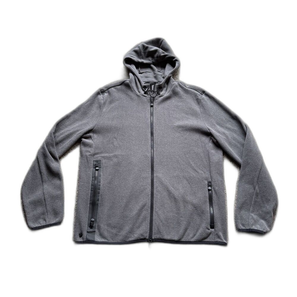 GREYSON JACKET MENS LARGE GRAY HOODED FLEECE PRIMALOFT FULL ZIP